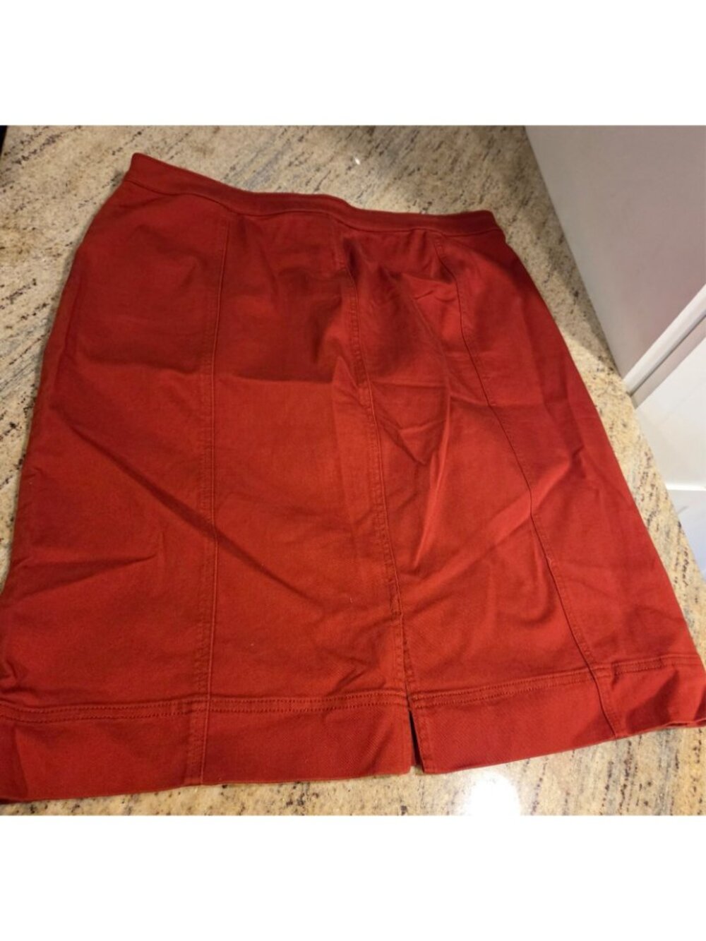 Christopher & Banks Stretch Orange Paneled MIDI Skirt Size 14 - Picture 6 of 7